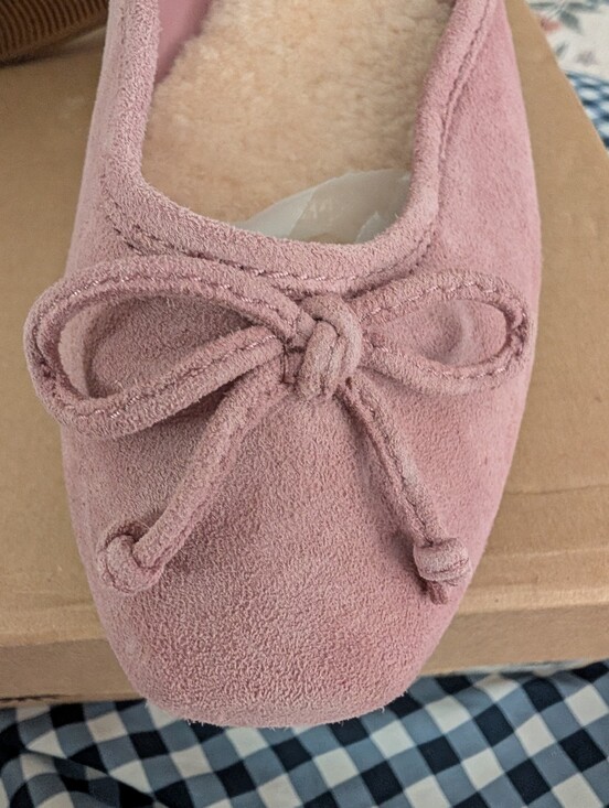 UGG Shoes - UGG Women's Pink Suede Bow-Front Slip-On Flats